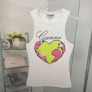 Ganni Embrellished Tank top White